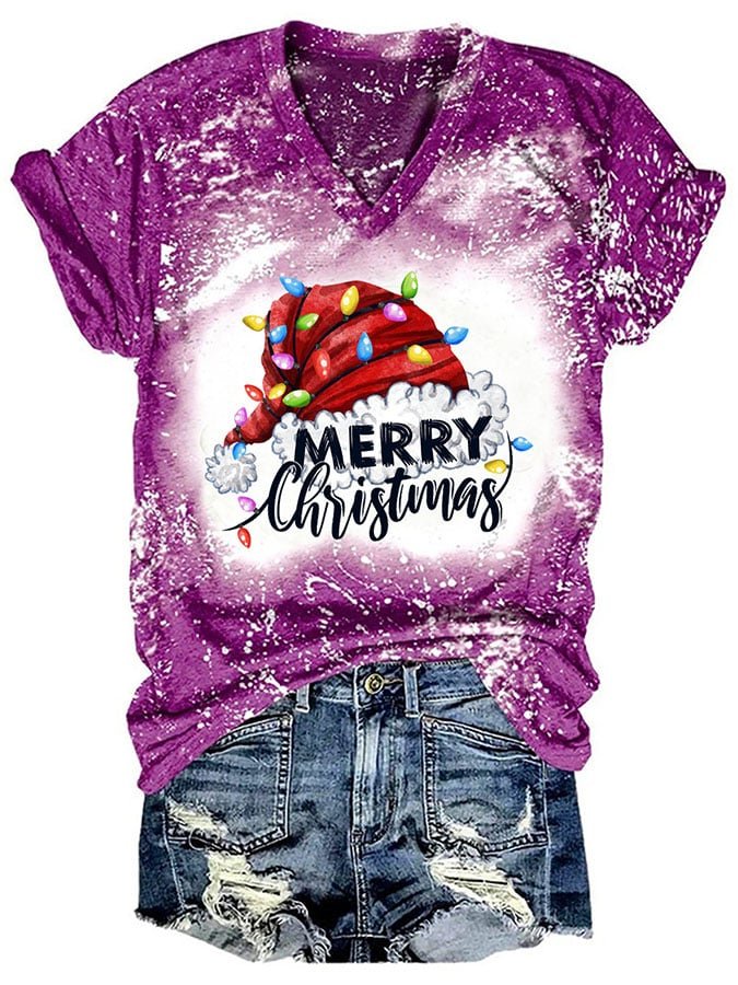 Christmas Fashion Tie Dye Print Short Sleeve T-Shirt