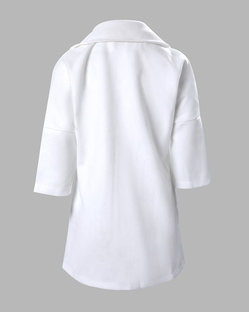 Women's Fashion Button Design Long Sleeve Casual Coat