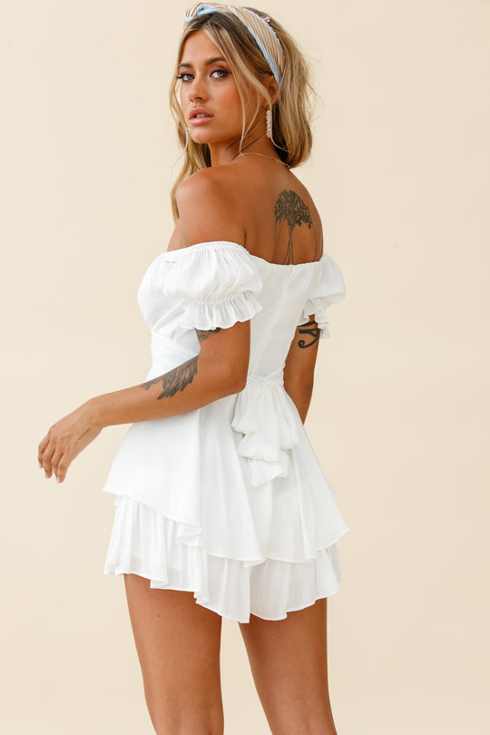 Charlotte Off-Shoulder Tie Back Romper White