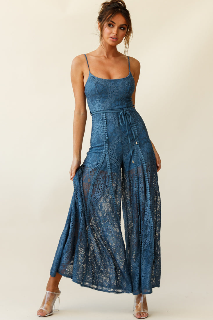 Charlotte Spring Lace Jumpsuit Midnight Blue