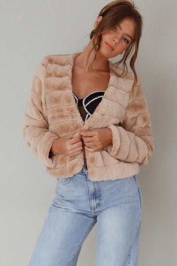 Charlotte MONTANA FAUX FUR JACKET CAMEL