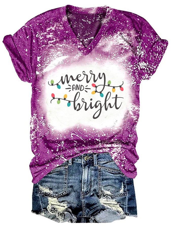 Christmas Fashion Tie Dye Print Short Sleeve T-Shirt