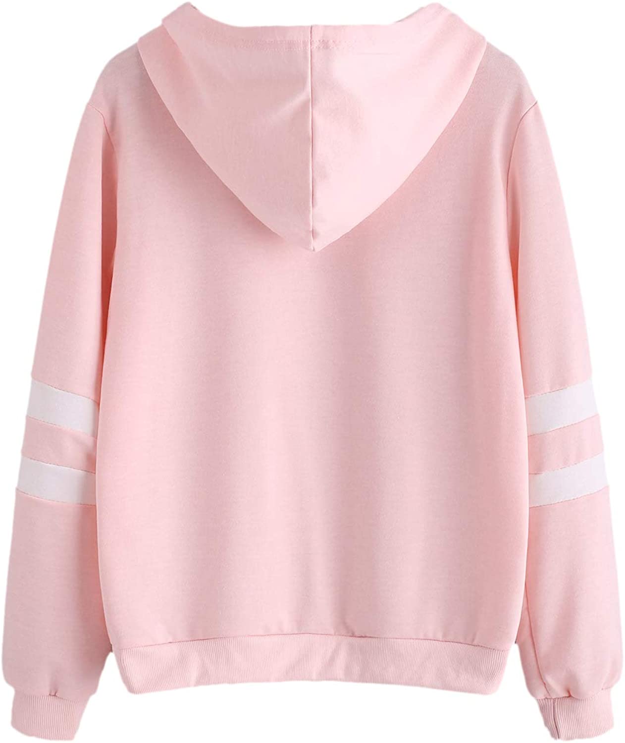 Women's Planet Print Striped Drawstring Pullover Sweatshirt Hoodies