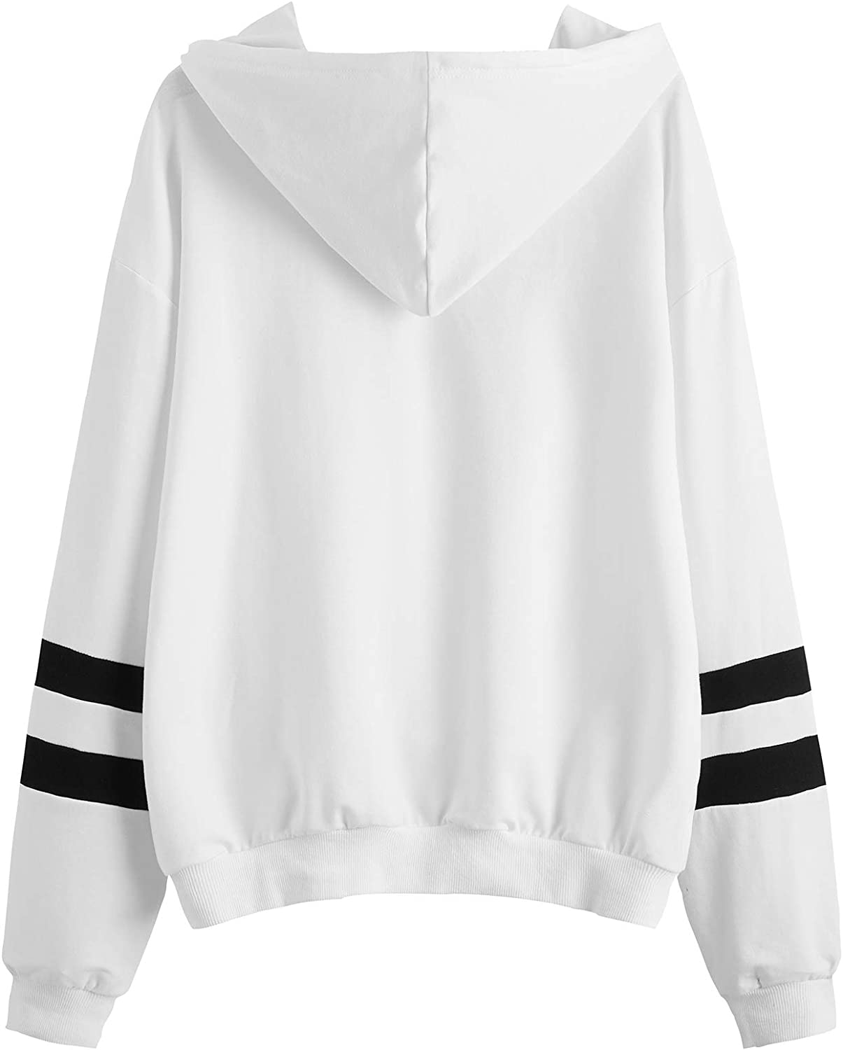 Women's Planet Print Striped Drawstring Pullover Sweatshirt Hoodies