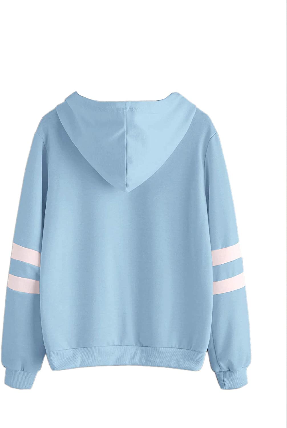 Women's Planet Print Striped Drawstring Pullover Sweatshirt Hoodies