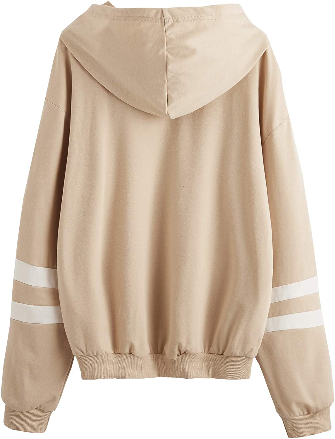 Women's Planet Print Striped Drawstring Pullover Sweatshirt Hoodies