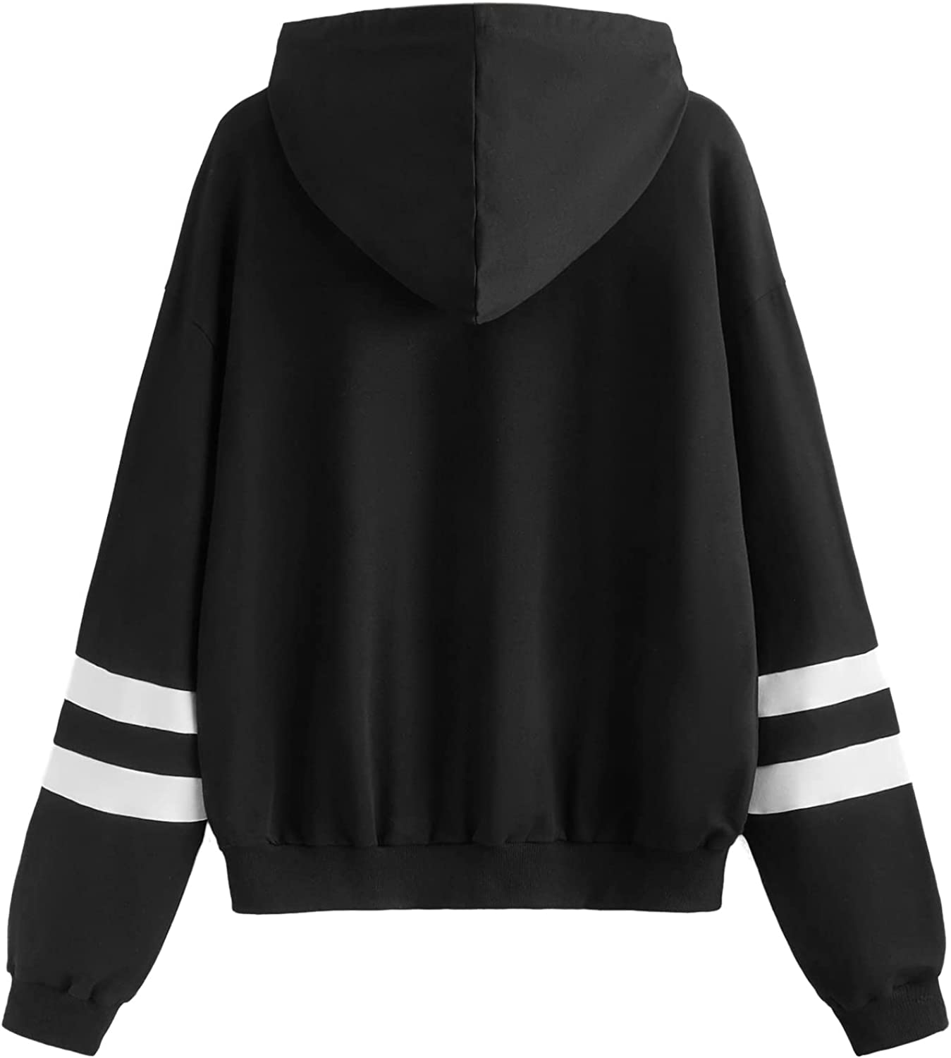 Women's Planet Print Striped Drawstring Pullover Sweatshirt Hoodies