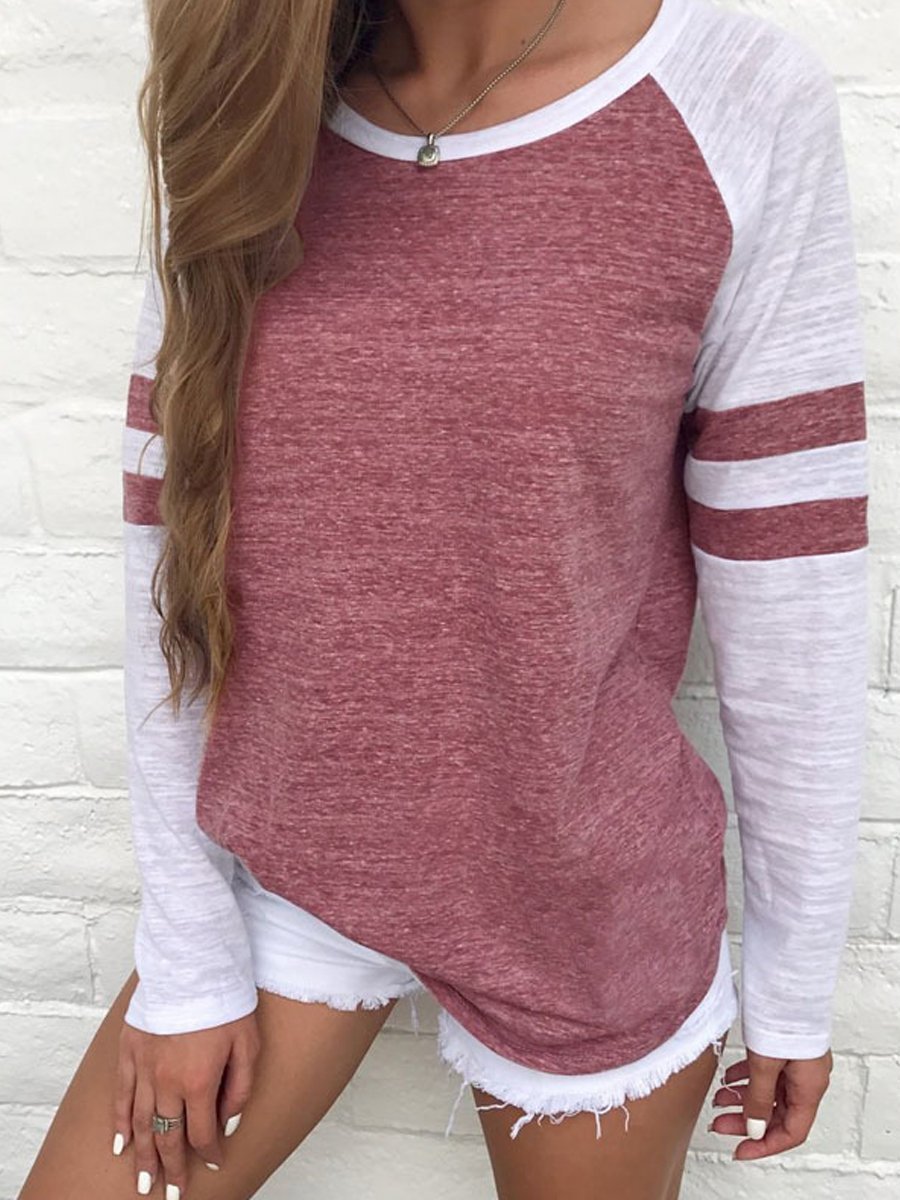 Women's Stylish Casual Patchwork Long Sleeve T-Shirt