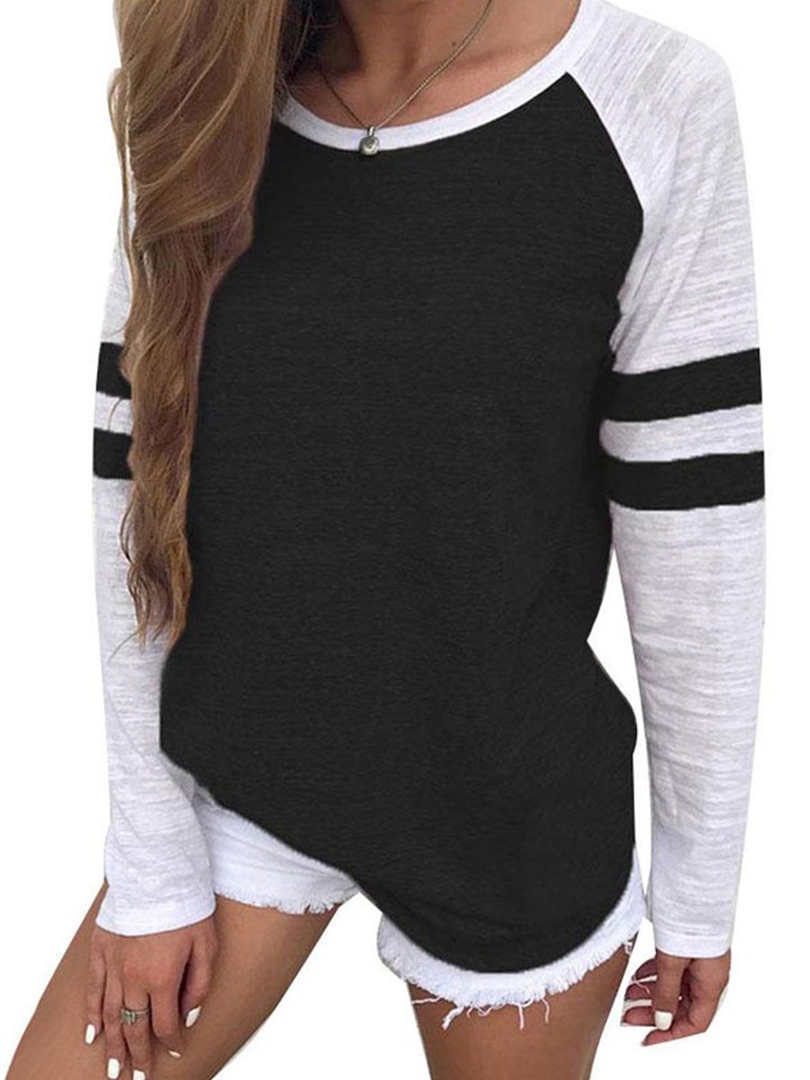 Women's Stylish Casual Patchwork Long Sleeve T-Shirt