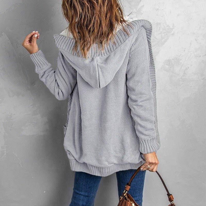 Women's Loose Knit Button Down Cardigan Sweater Coat with Pockets