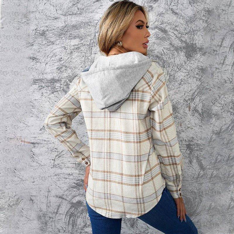 Charlotte Plaid Jacket Long-Sleeved Jacket Ladies Hooded - Charlotte-dress