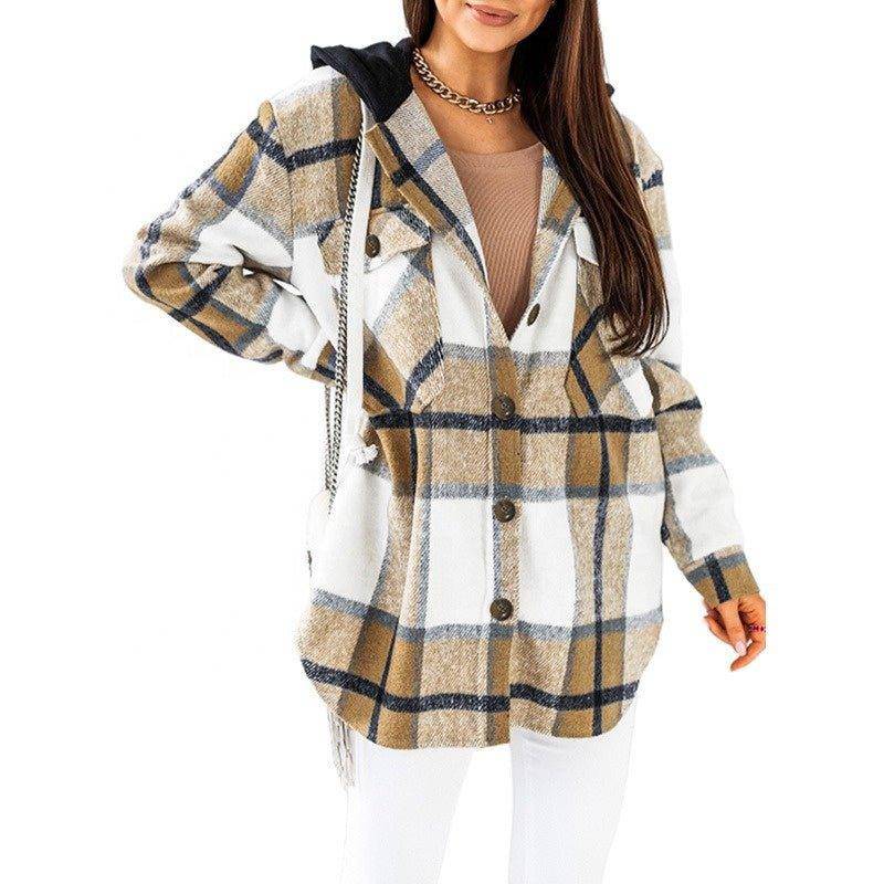 Charlotte Plaid Jacket Long-Sleeved Jacket Ladies Hooded - Charlotte-dress