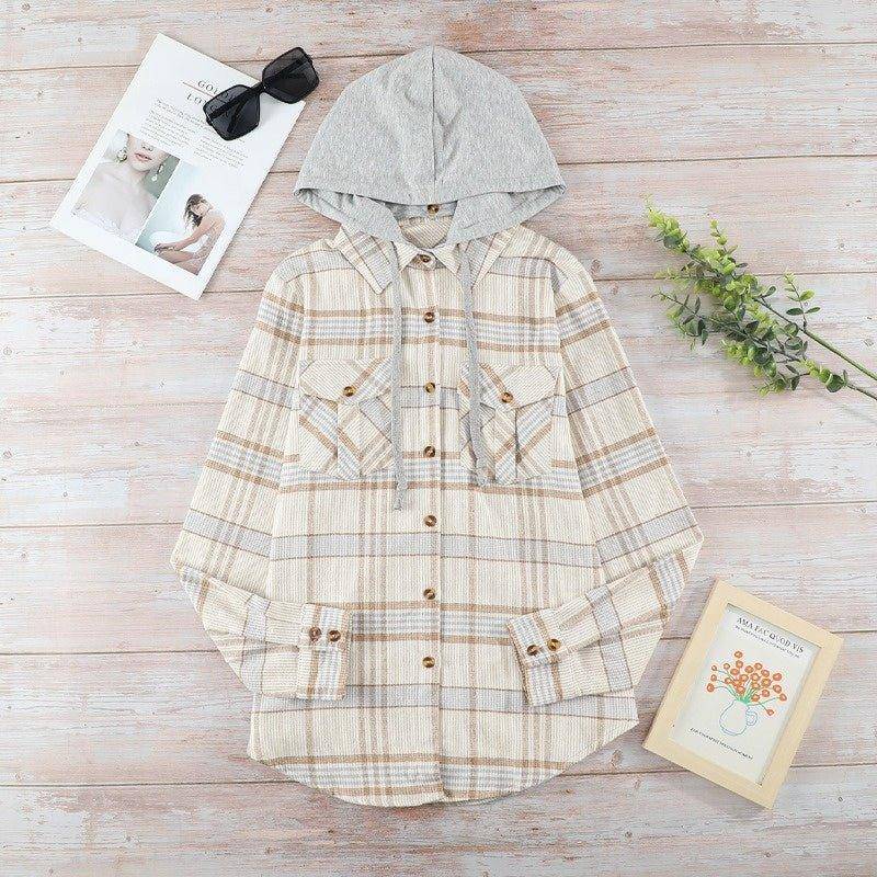 Charlotte Plaid Jacket Long-Sleeved Jacket Ladies Hooded - Charlotte-dress
