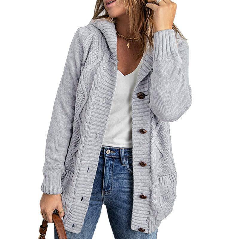 Women's Loose Knit Button Down Cardigan Sweater Coat with Pockets