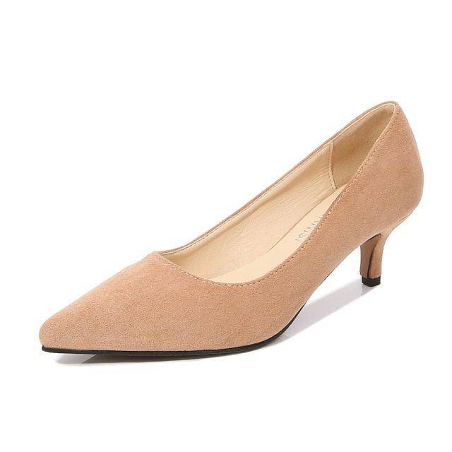 👠Women's Leather 2.25 Inch High Heel Pumps Girl Stiletto