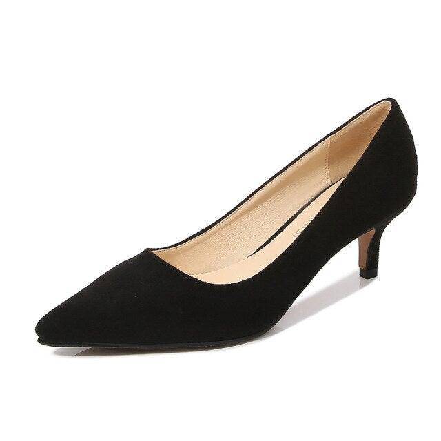 👠Women's Leather 2.25 Inch High Heel Pumps Girl Stiletto