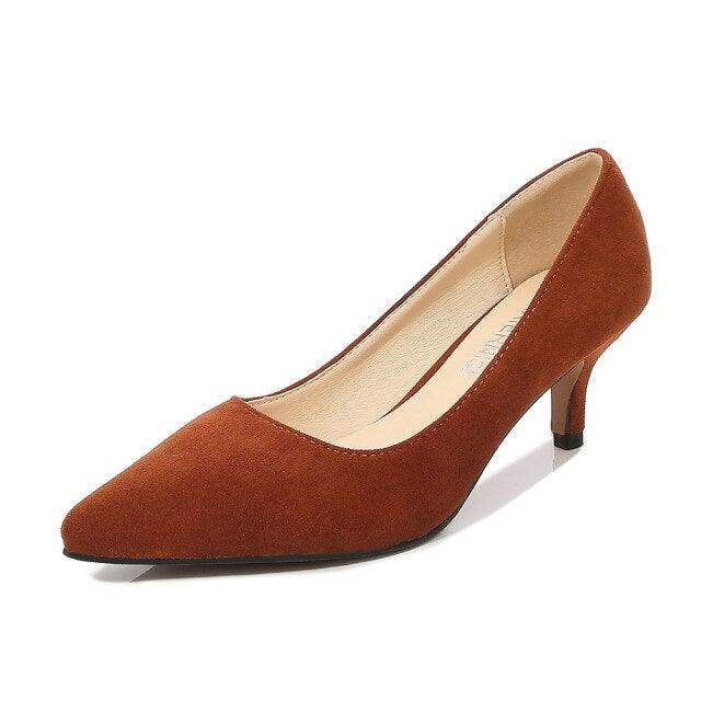 👠Women's Leather 2.25 Inch High Heel Pumps Girl Stiletto