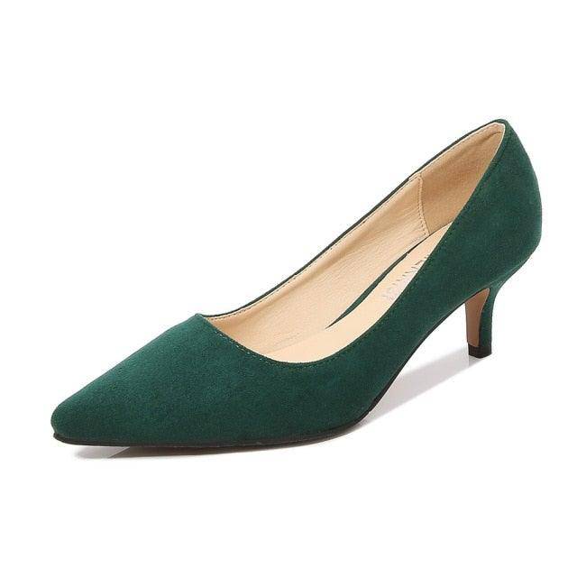 👠Women's Leather 2.25 Inch High Heel Pumps Girl Stiletto