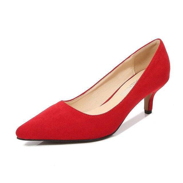 👠Women's Leather 2.25 Inch High Heel Pumps Girl Stiletto