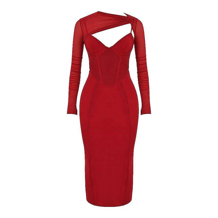 Charlotte Women's Sexy Mesh Hollow Pleated Backless Dress