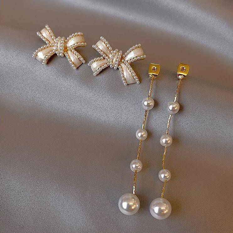 Buy 925 Silver Butterfly Pearl Long Pendant Earrings for only $27.99 at Charlotte-dress!