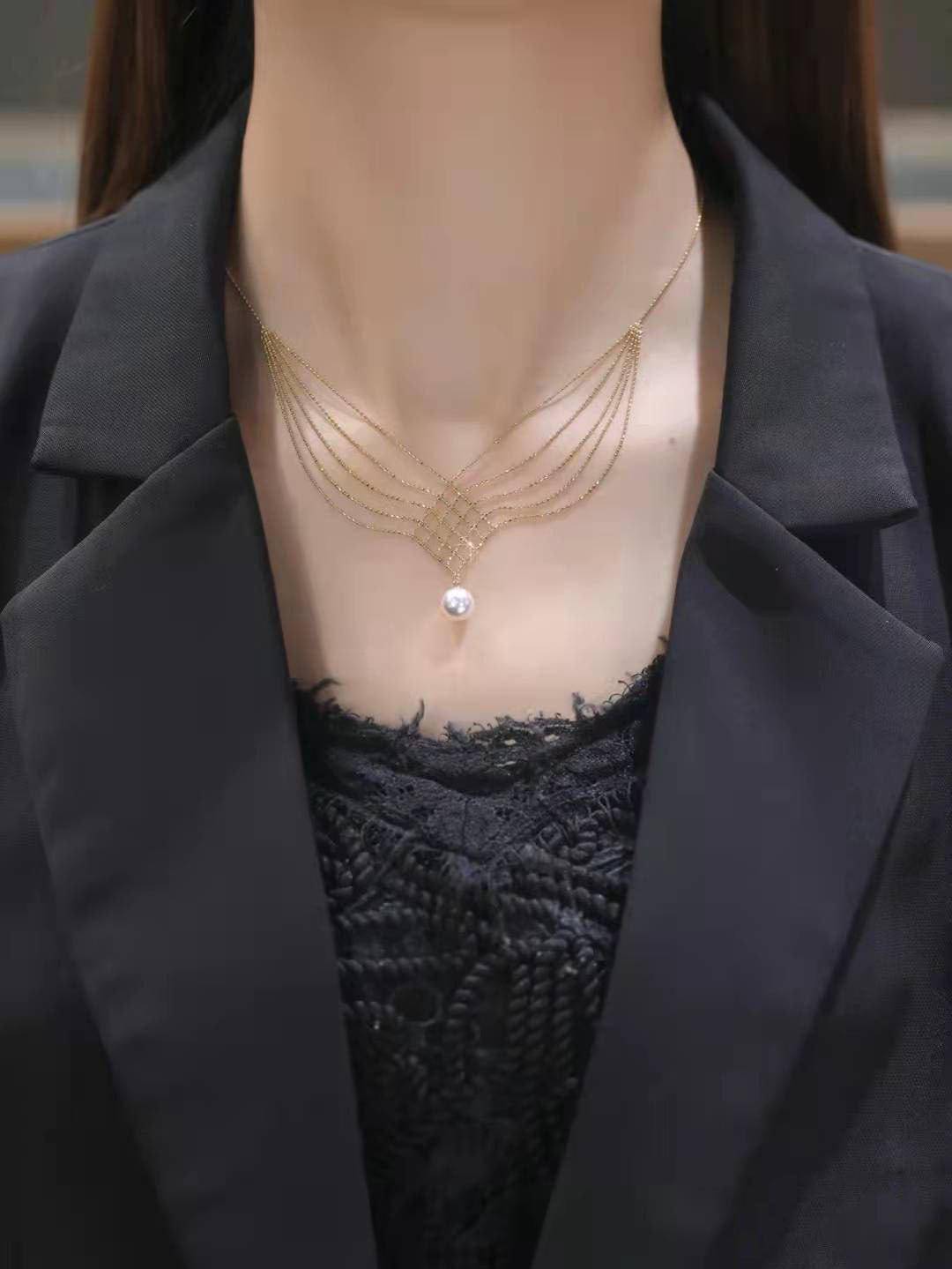 925 Silver 22K Gold Plated Necklace with 5A Pure Pearl Pendant