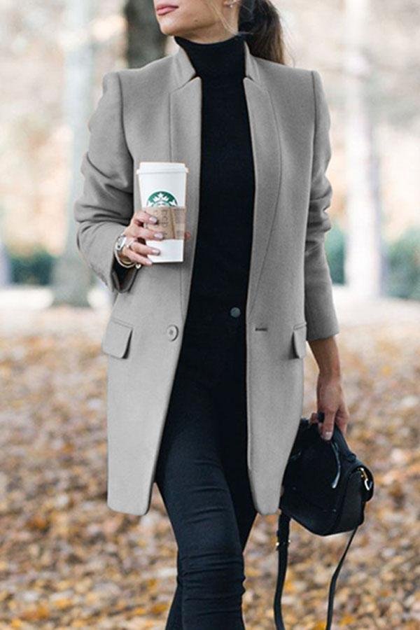 Women's Stylish Casual Solid Color Mandarin Collar Coat