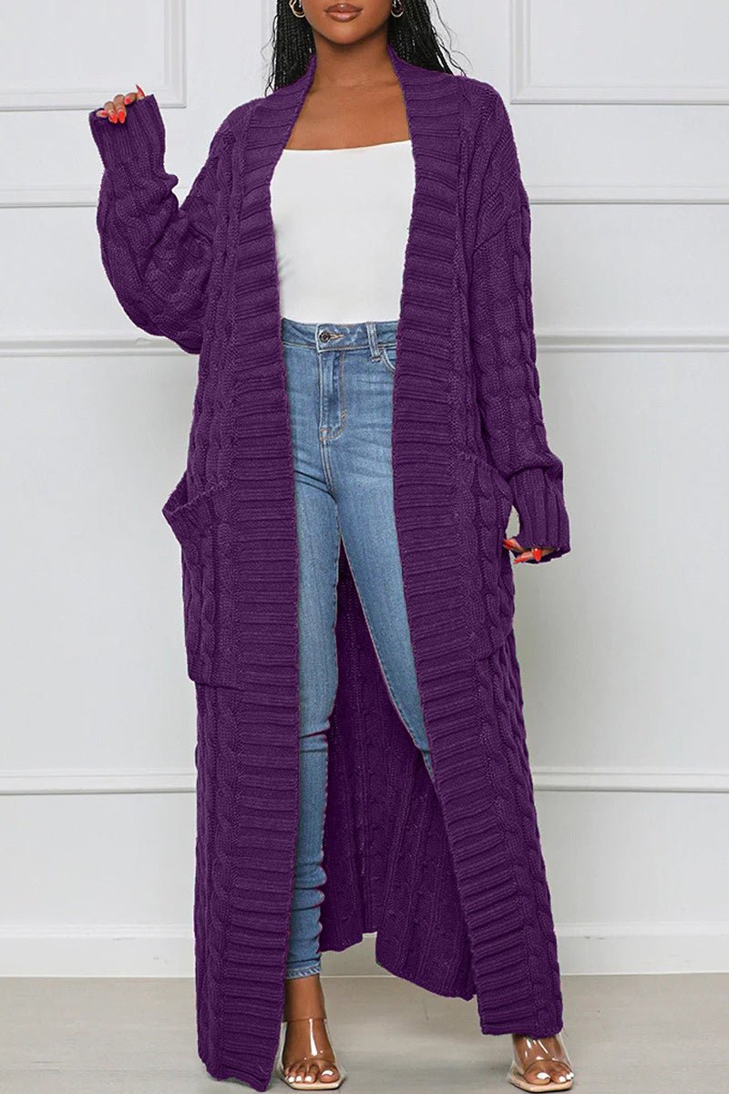 Women's Stylish Solid Color Knitted Sweater Coat