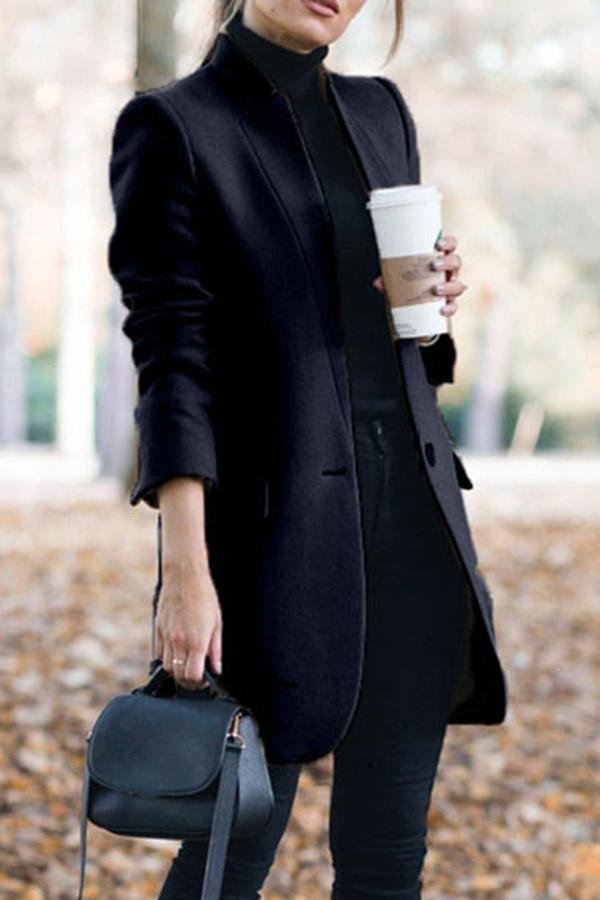 Women's Stylish Casual Solid Color Mandarin Collar Coat
