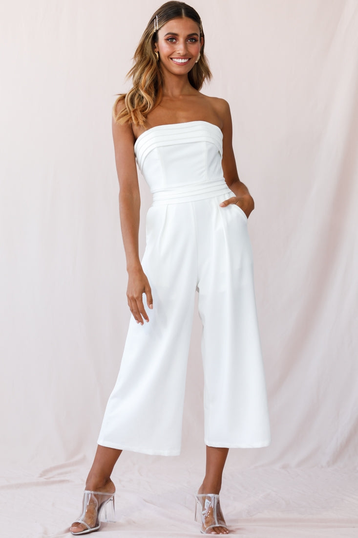 Charlotte Strapless Wide Leg Jumpsuit White