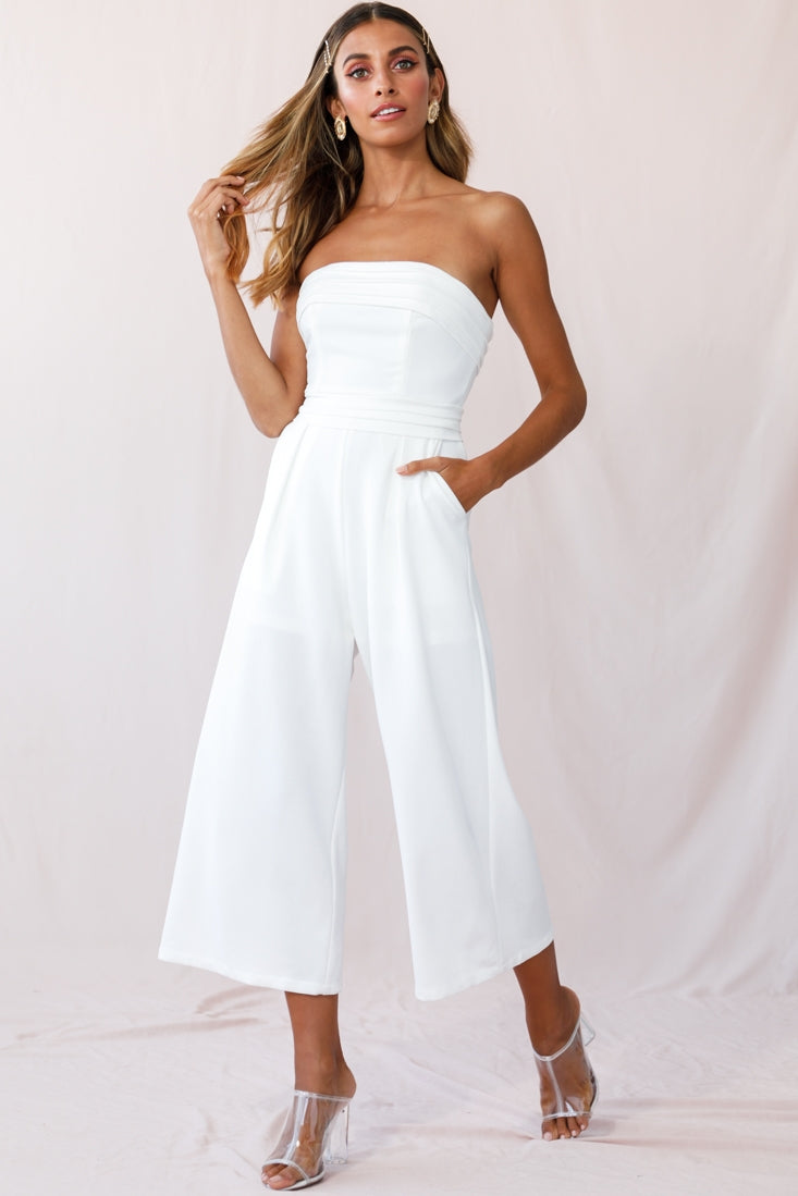 Charlotte Strapless Wide Leg Jumpsuit White
