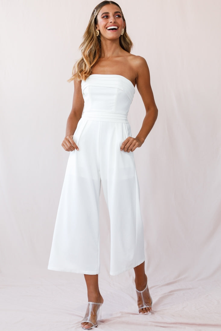 Charlotte Strapless Wide Leg Jumpsuit White