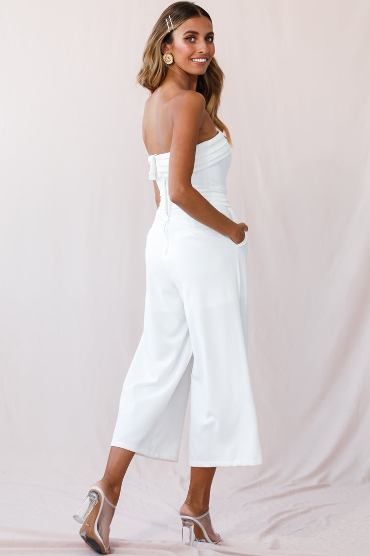 Charlotte Strapless Wide Leg Jumpsuit White