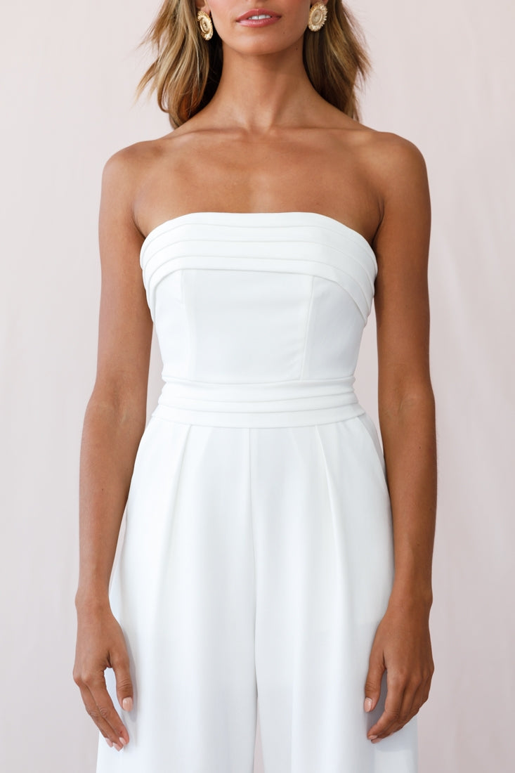 Charlotte Strapless Wide Leg Jumpsuit White