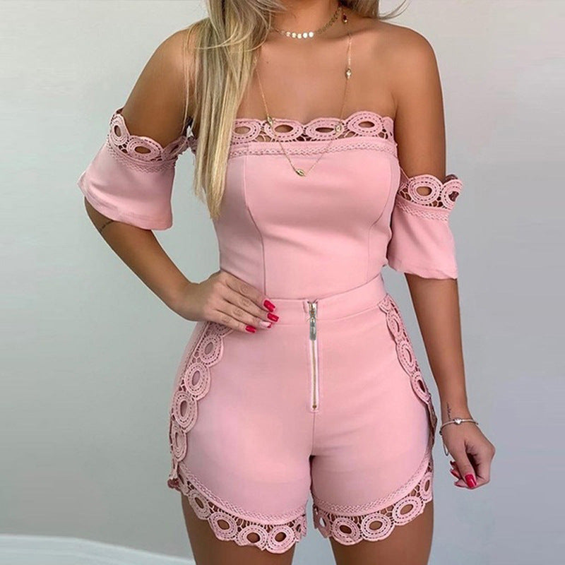 Slim Fit Off Shoulder Lace Two Piece Set CD623