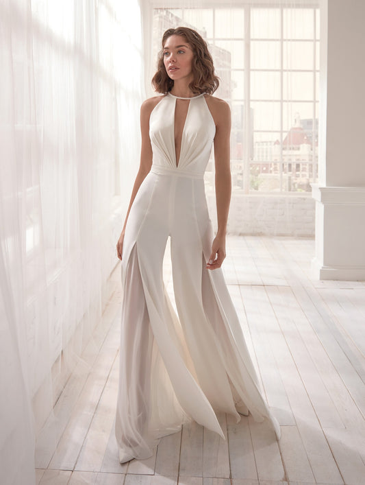 Sexy Deep V Halterneck Jumpsuit Casual Trousers CD632