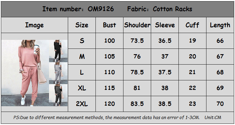 Loose Solid Long Sleeve Casual Set for Women CD597