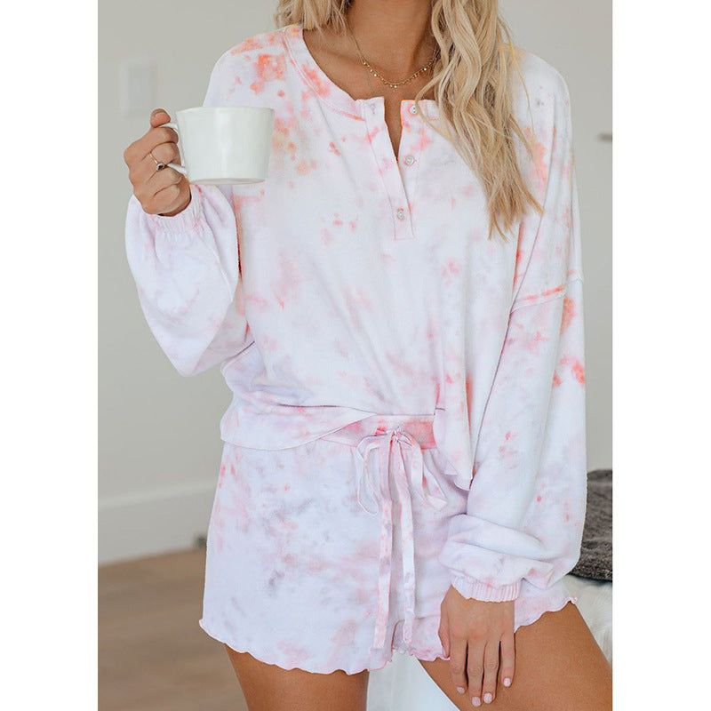 Tie Dyed Printed Shorts Set Home Suit for Women CD598