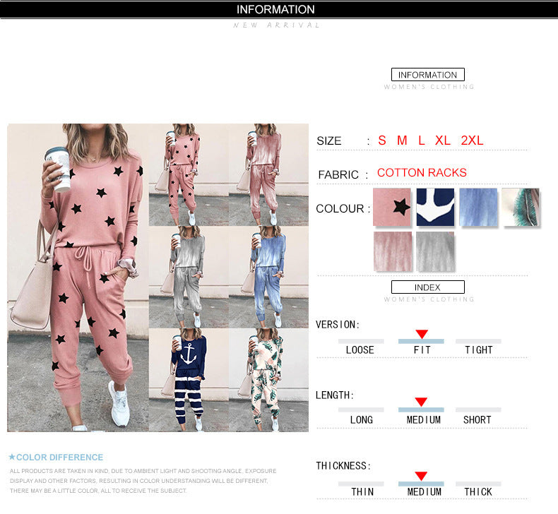 Loose Printed Long Sleeve Leisure Suit CD607