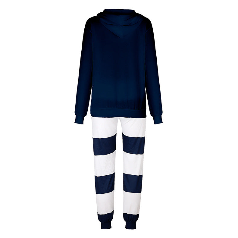 Women's Loose Print Hooded Sports Set CD620