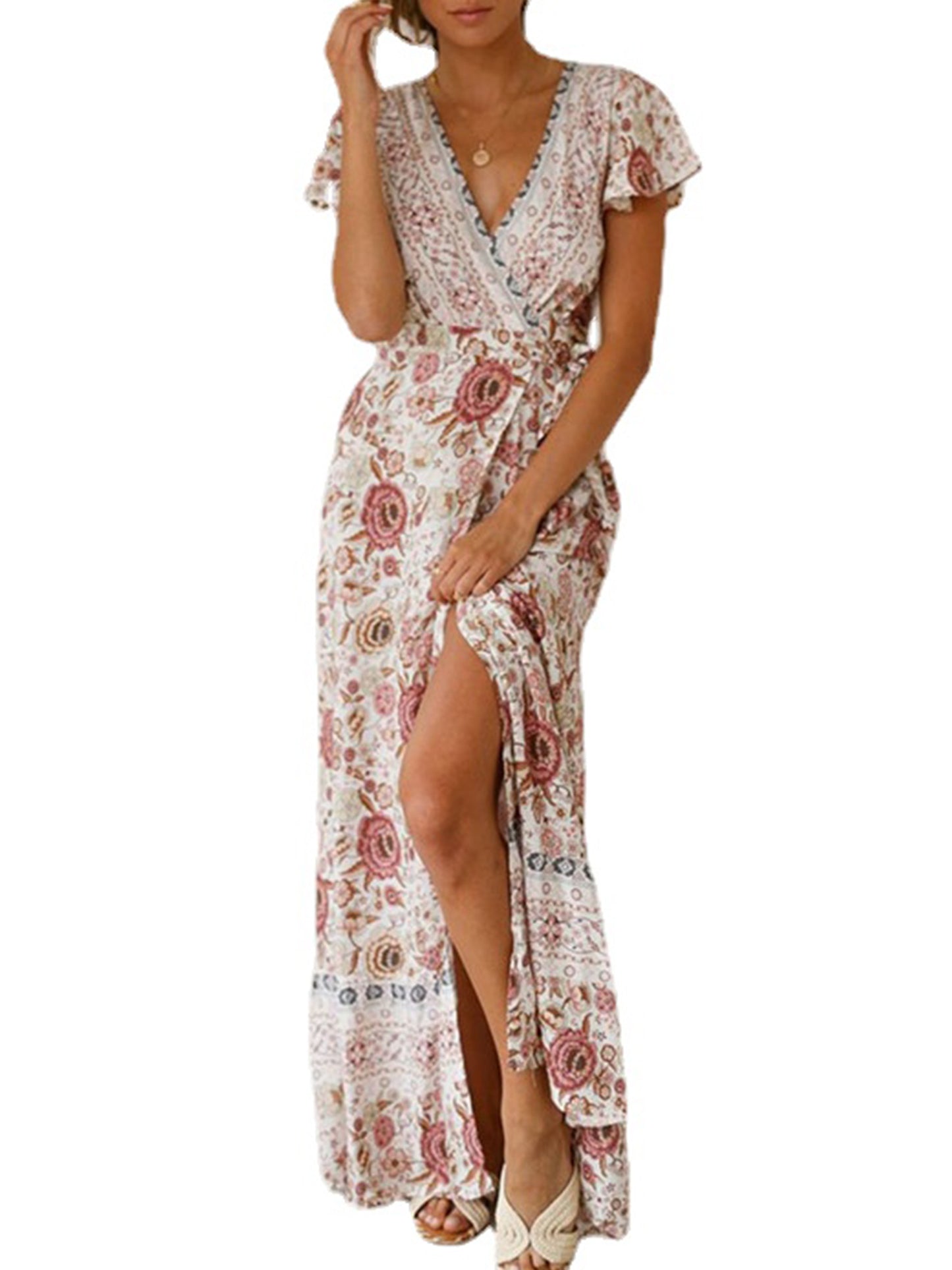 Floral Print Bohemian Maxi Dress Summer CD191