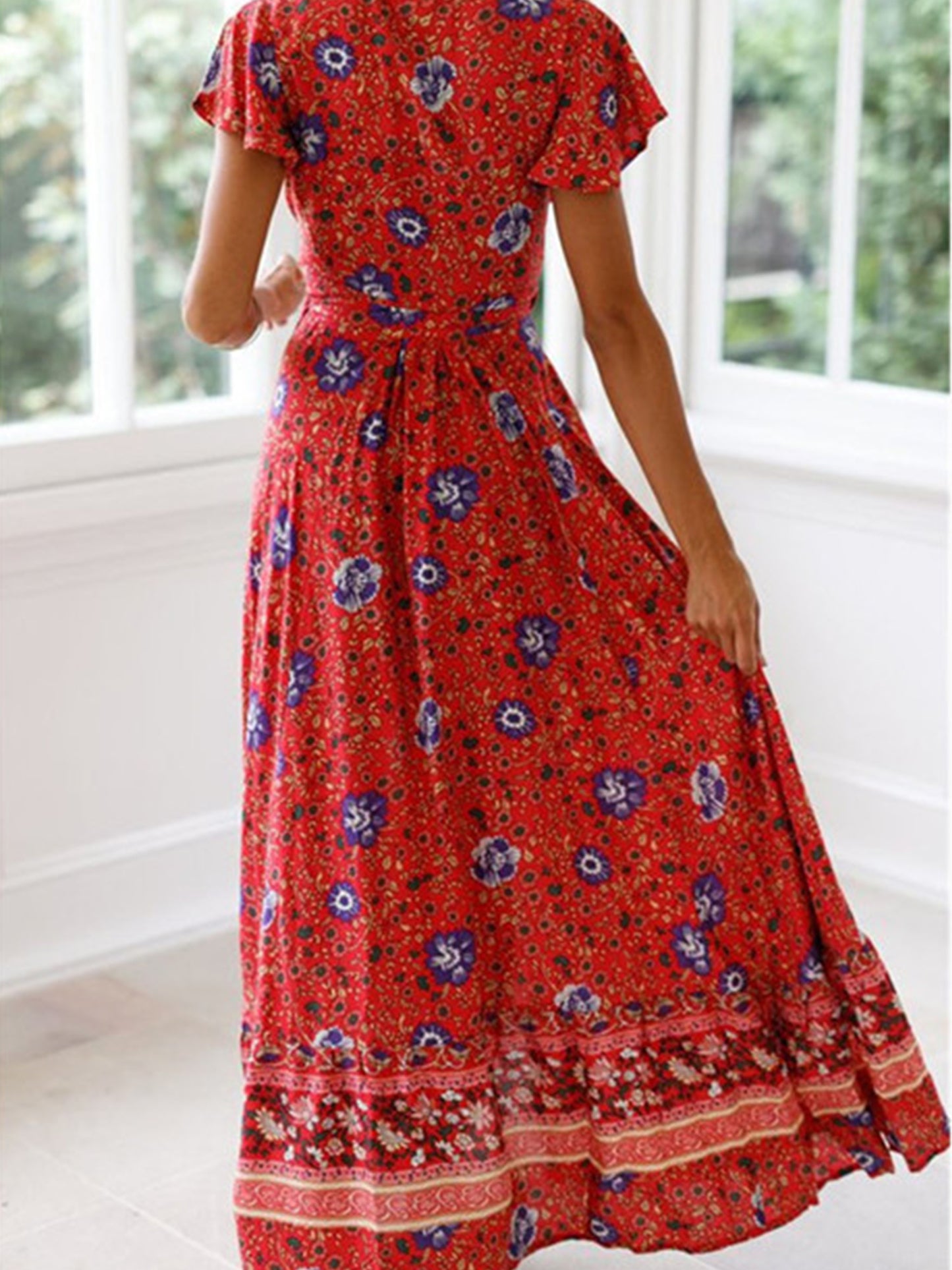 Floral Print Bohemian Maxi Dress Summer CD191