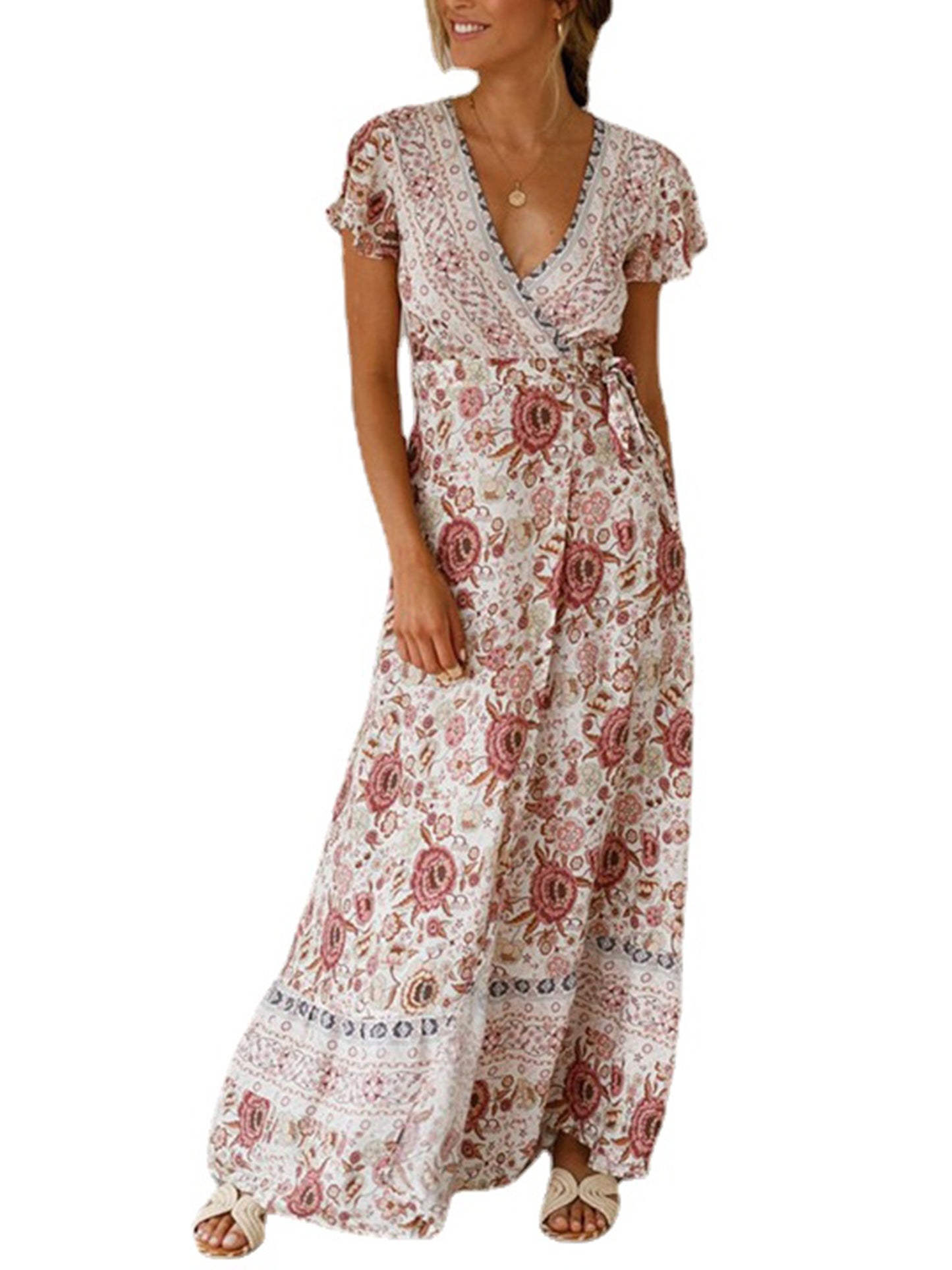 Floral Print Bohemian Maxi Dress Summer CD191