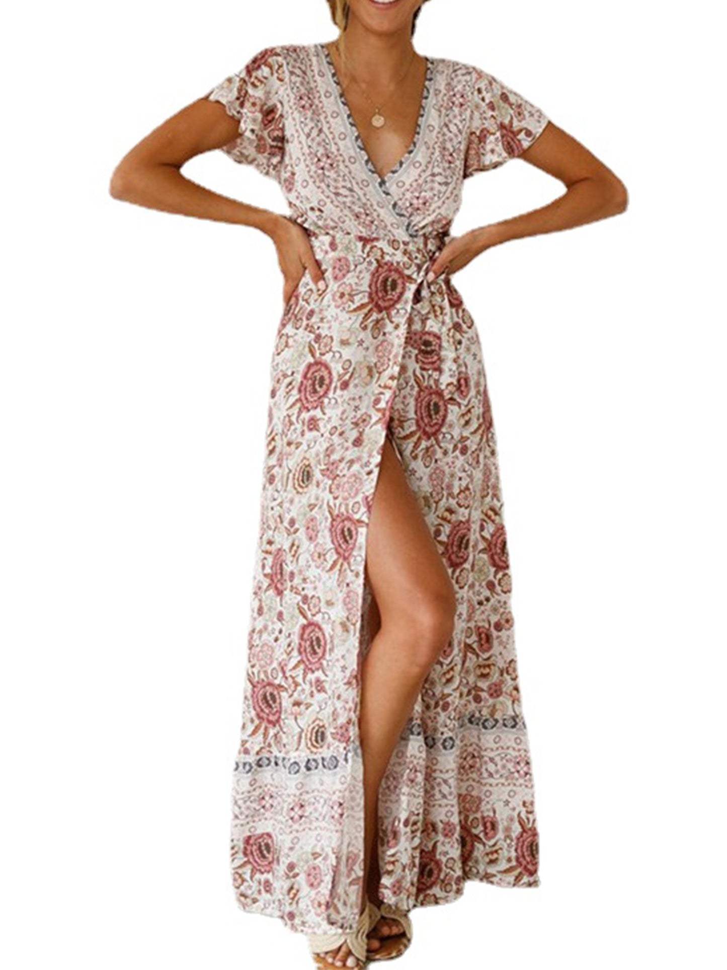 Floral Print Bohemian Maxi Dress Summer CD191