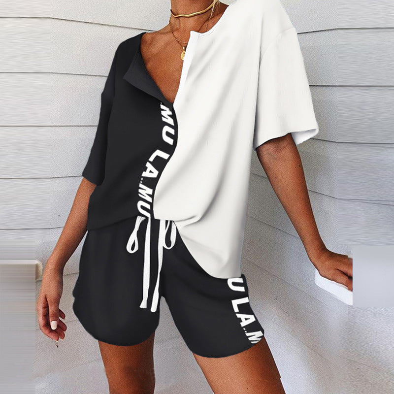 Women's Loose Print Home Suit Set CD611
