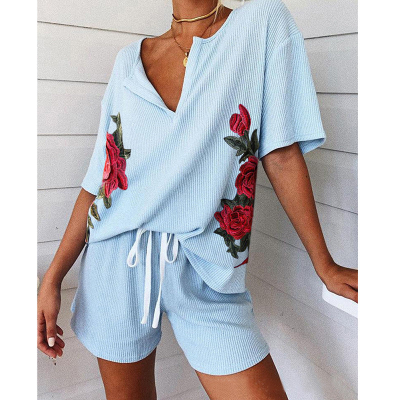 Women's Loose Print Home Suit Set CD611