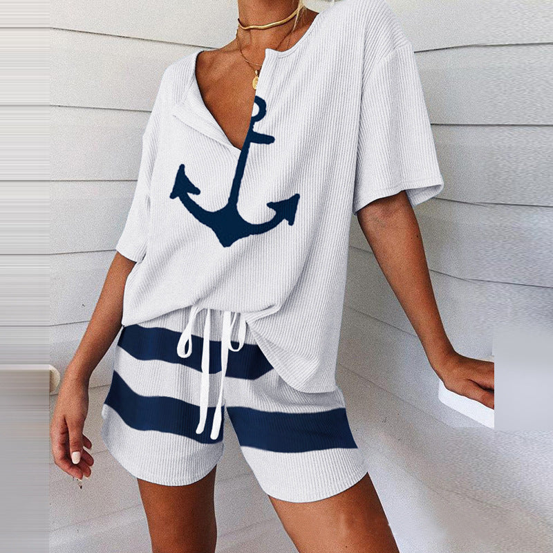 Women's Loose Print Home Suit Set CD611