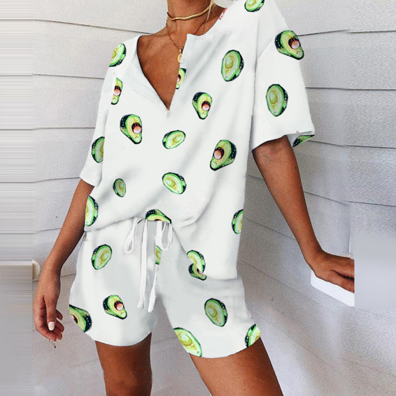 Women's Loose Print Home Suit Set CD611