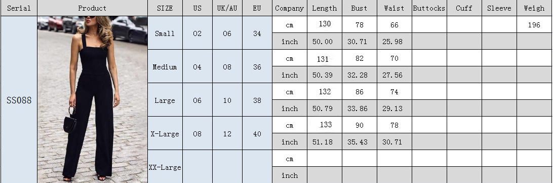Straight Waist Backless Black Jumpsuit CD640