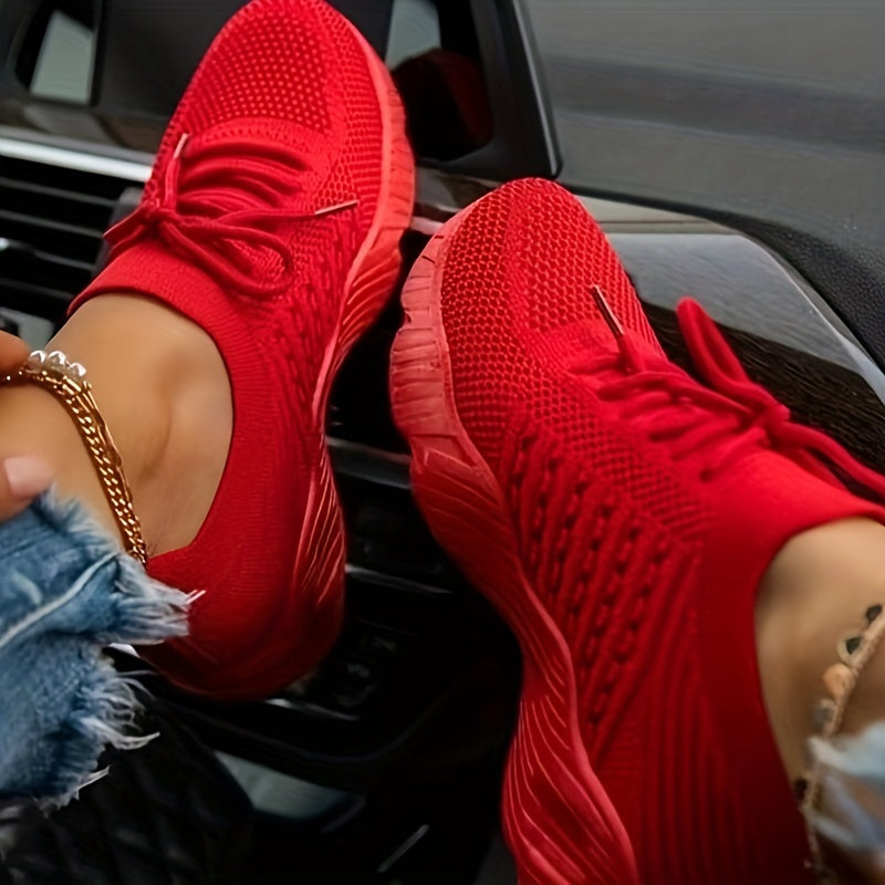 Women's Leisure Knit Lace Up Low Top Sport Sneakers CD424